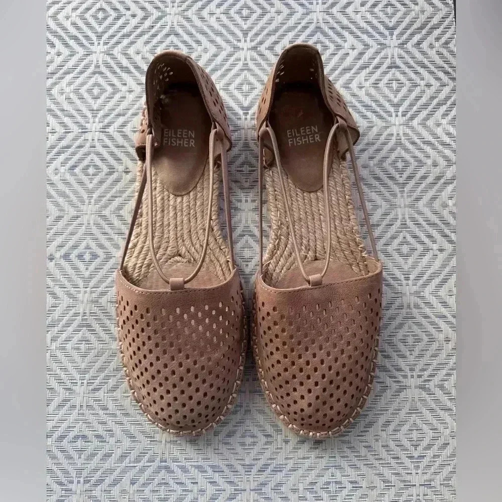 Eileen‎ Fisher Women’s Lee 2 Espadrille Closed Toe Shoe Size 8.5 Latte